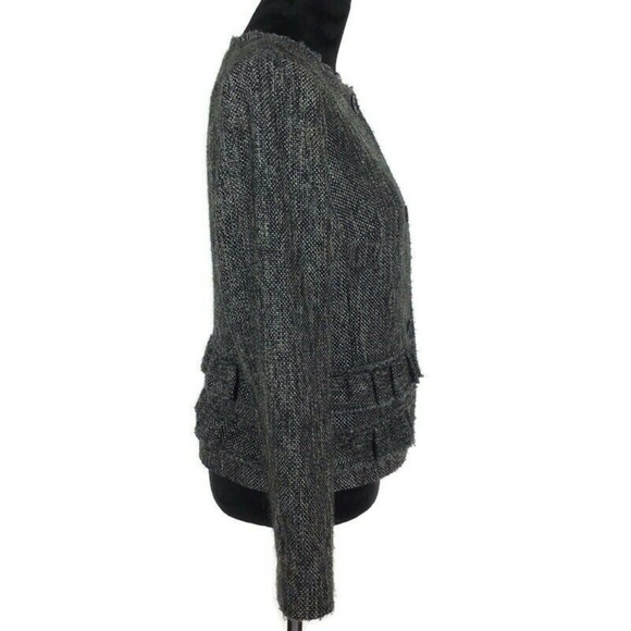 Talbot’s Women’s Tweed Ruffle Black & Grey Blazer - Picture 4 of 8